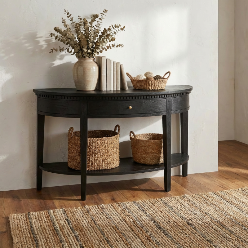 Breton Curved Console Black Oak