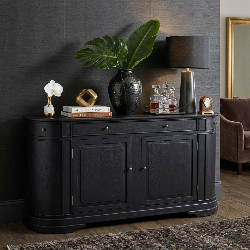 William John Sideboard Rustic Black Oak 165cm