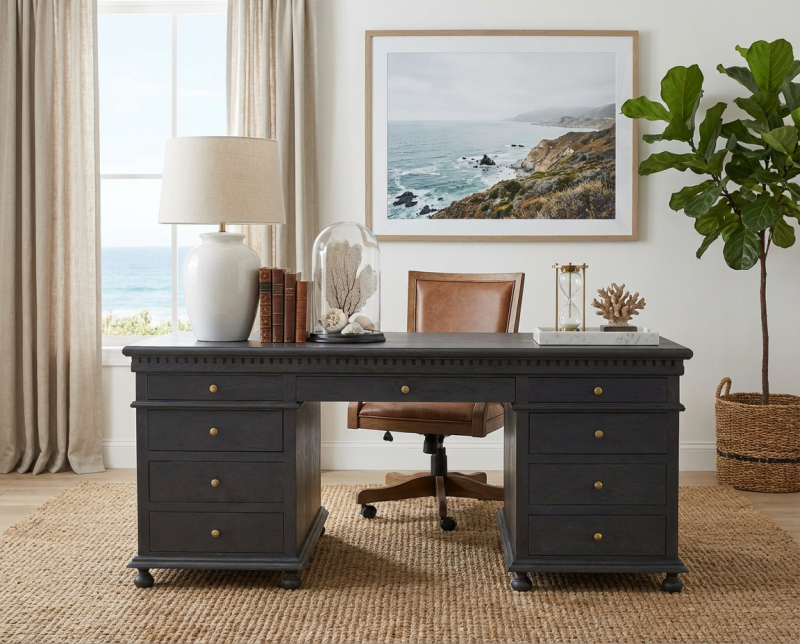 St. James Desk Black Drifted Oak