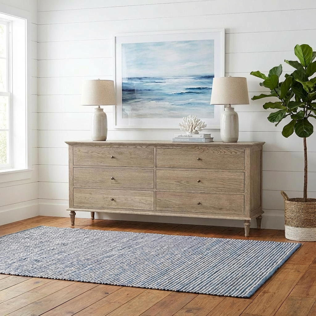 Emmerson 6 Drawers Dresser Weathered Oak Round Knobs