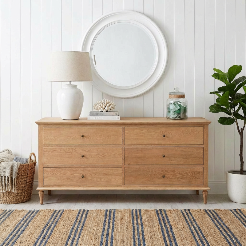 Alternative view of Emmerson 6 Drawers Dresser Natural Oak