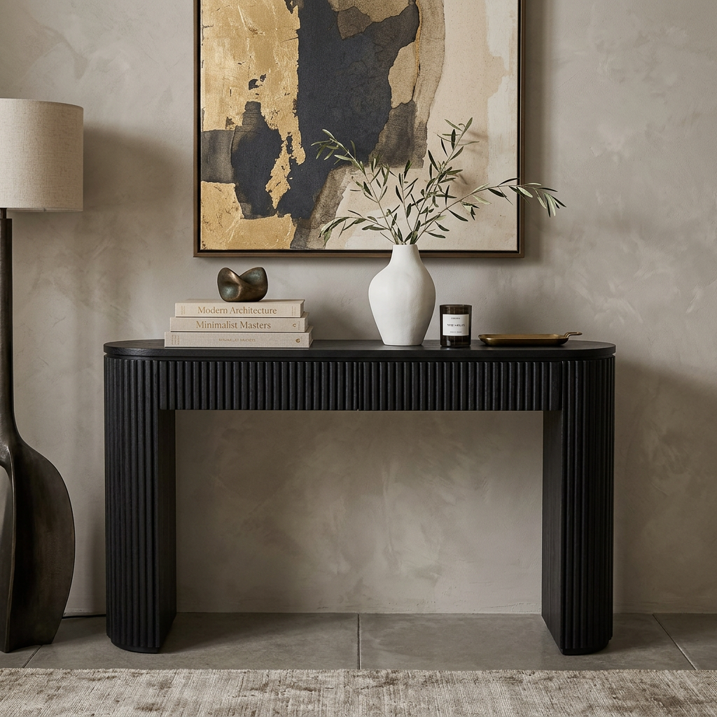 Byron Black Oak Console Table With Drawers - Image 2
