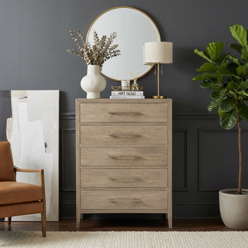 French Contemporary Tallboy Weathered Oak