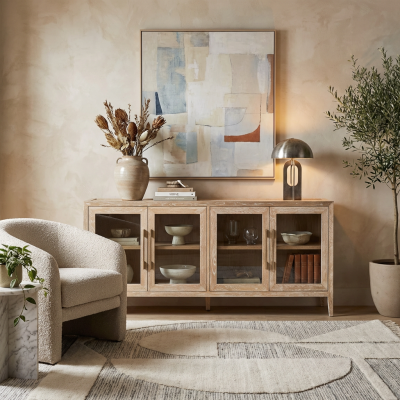 Alternative view of French Contemporary Sideboard Whitewash Oak