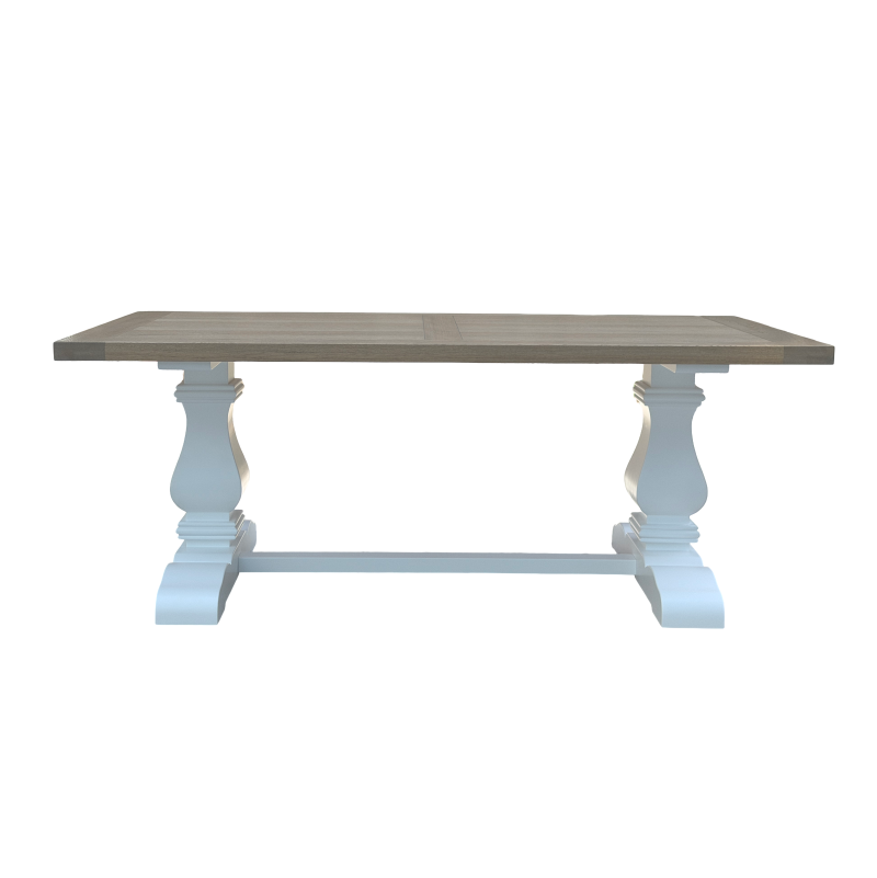 Oak Trestle Rectangular Dining Table 200cm White Legs