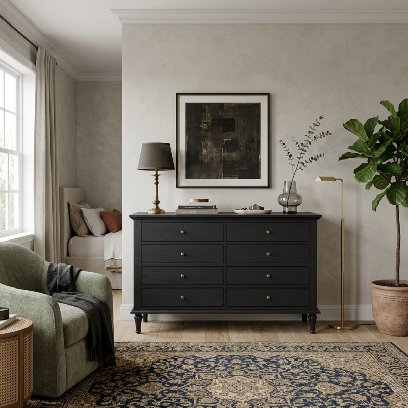 Alternative view of Emmerson 8 Drawers Dresser Black Oak
