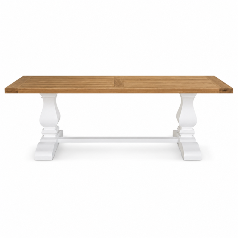 Oak Trestle Rectangular Dining Table 240cm White Legs