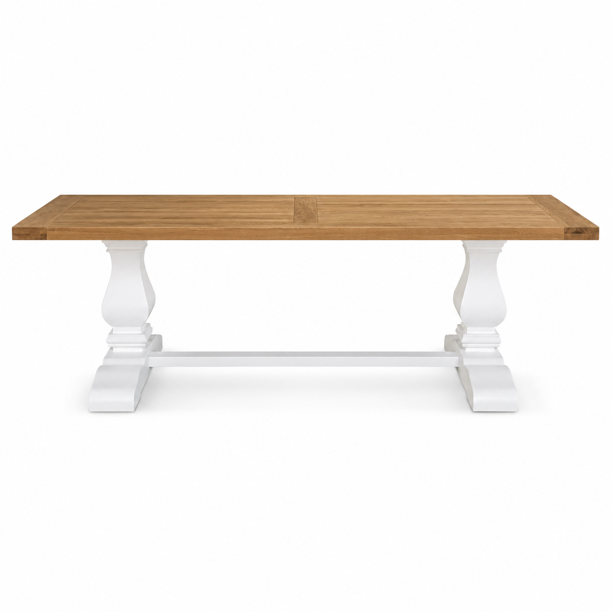 Oak Trestle Rectangular Dining Table 240cm White Legs